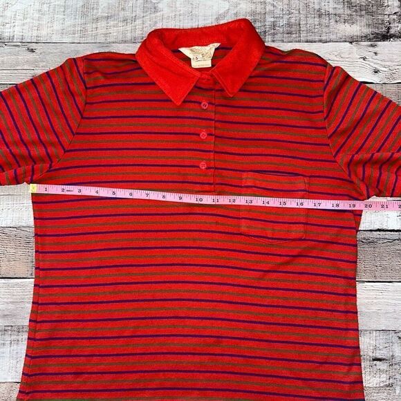 🎮Vintage 80s Mens Sears Striped Collared Button Up Short Sleeve Shirt 14 - Picture 3 of 6